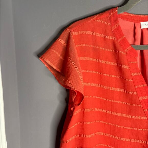 Calvin Klein Orange V Neck Blouse With Flutter Sleeves Size Large - Picture 4 of 7